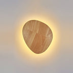 Modern Minimalist Round Irregular Oval Wood LED Wall Sconce Lamp For Living Room Lumendat