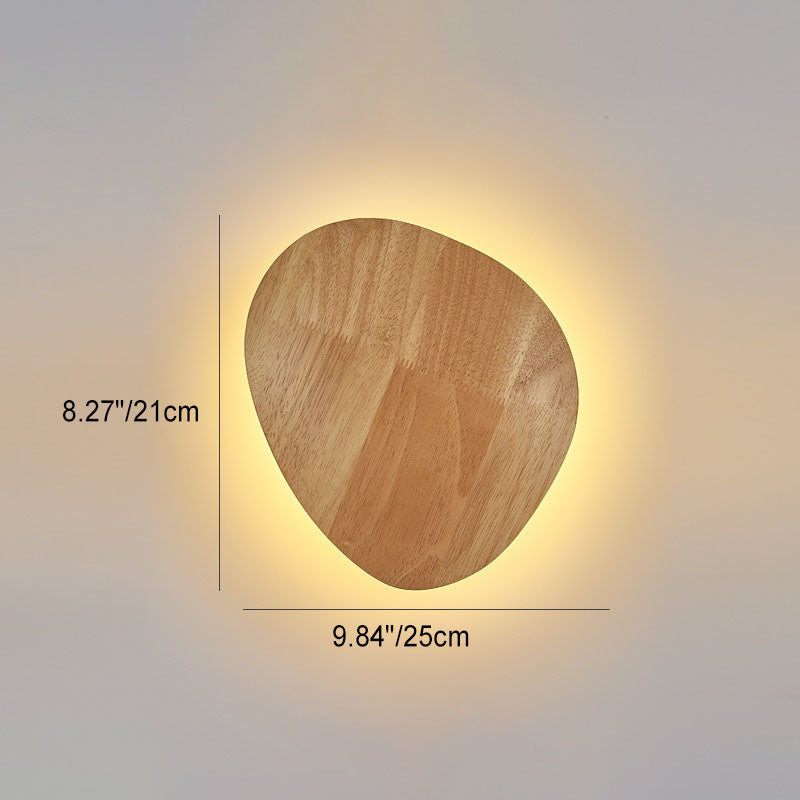 Modern Minimalist Round Irregular Oval Wood LED Wall Sconce Lamp For Living Room Lumendat