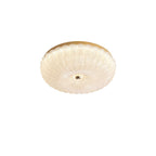 Modern Luxury Stainless Steel Glass Copper Round LED Semi-flush Mount Ceiling Light