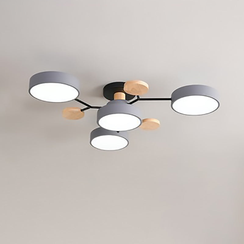 Contemporary Scandinavian Round Molecule Branch Design LED Semi-Flush Mount Ceiling Light For Living Room Lumendat