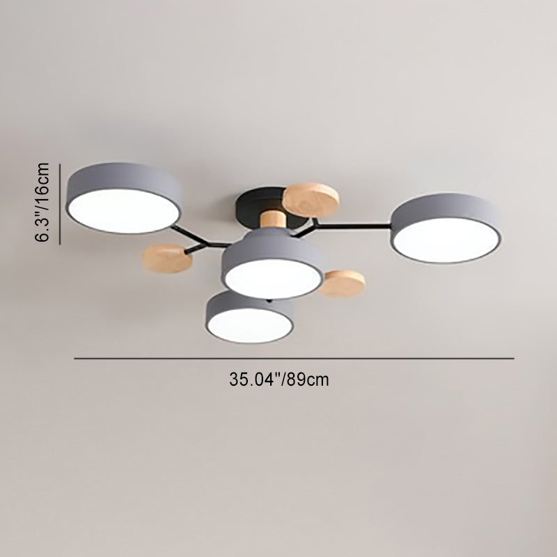 Contemporary Scandinavian Round Molecule Branch Design LED Semi-Flush Mount Ceiling Light For Living Room Lumendat