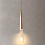 Light Luxury Minimalist Crystal Metal Pillar LED Pendant Light