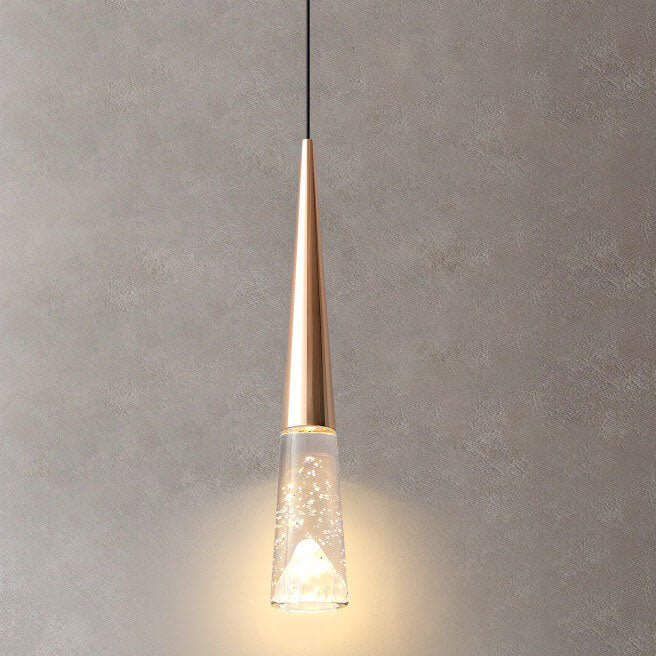 Light Luxury Minimalist Crystal Metal Pillar LED Pendant Light