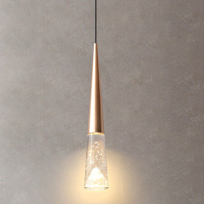 Light Luxury Minimalist Crystal Metal Pillar LED Pendant Light