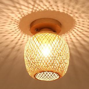 Modern Minimalist Creative Bamboo Weaving Flush Mount Ceiling Lamp Lumendat