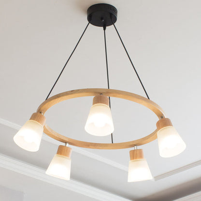 Nordic Minimalist Solid Wood Bird 3/5-light Chandelier