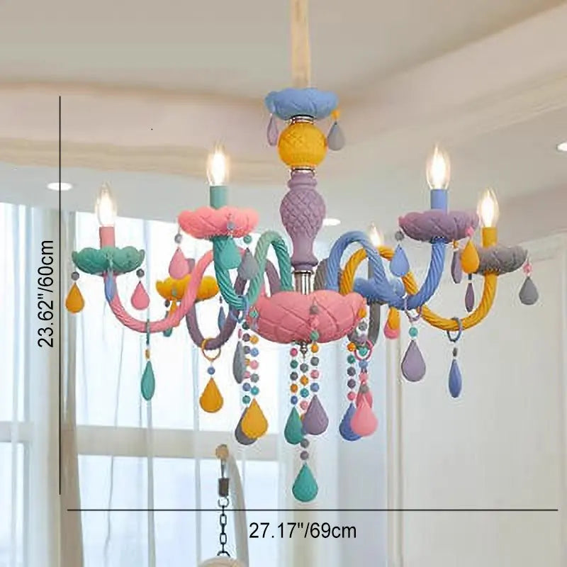 Modern Children's Princess Macaroon Candelabra Crystal Glass 5/6/8/10/12/15 Light Chandelier Lumendat