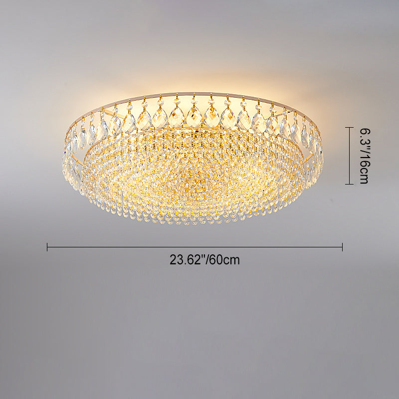 Modern Luxury Circle Iron Crystal 4/6/8/10 Light Flush Mount Ceiling Light For Living Room Lumendat