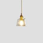 Vintage Glass Brass Drum 1-light Pendant Light BulbSquare