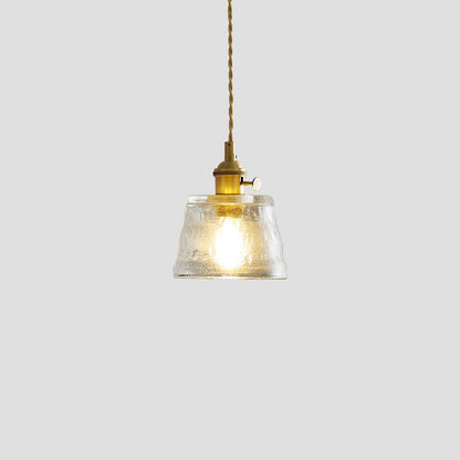 Vintage Glass Brass Drum 1-light Pendant Light