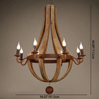 Traditional Rustic Round Branch Candle Holder Wooden Iron 5/6/8 Light Chandelier for Living Room Lumendat