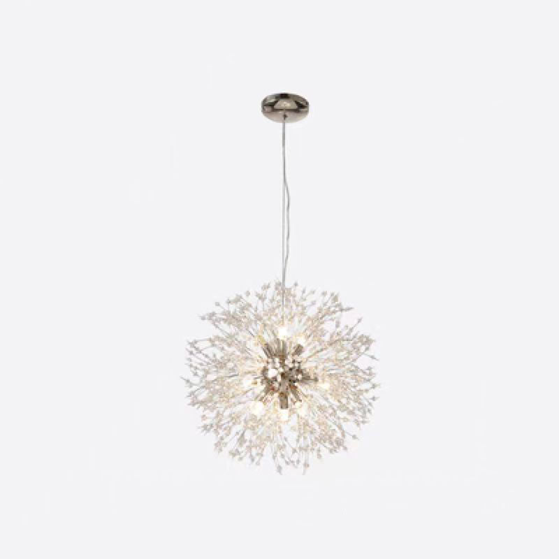 Contemporary Scandinavian Dandelion Metal Crystal 8/9/12/16 Light Chandelier for Bedroom
