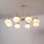 Nordic Japanese Glass Round Wood 3/6/8 Light Chandelier Lumendat