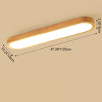 Traditional Japanese Rectangular Solid Wood Acrylic LED Flush Mount Ceiling Light For Living Room Lumendat