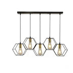 Industrial Vintage Geometric Frame Iron 3/5 Light Island Light Chandelier BulbSquare