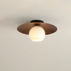 Contemporary Nordic Round Domed Iron Glass 1-light Semi-flush Mount Ceiling Light for Living Room