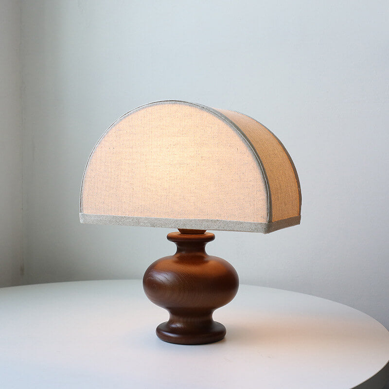 Japanese Wabi-sabi Vintage Solid Wood Fabric 1-Light Table Lamp Lumendat