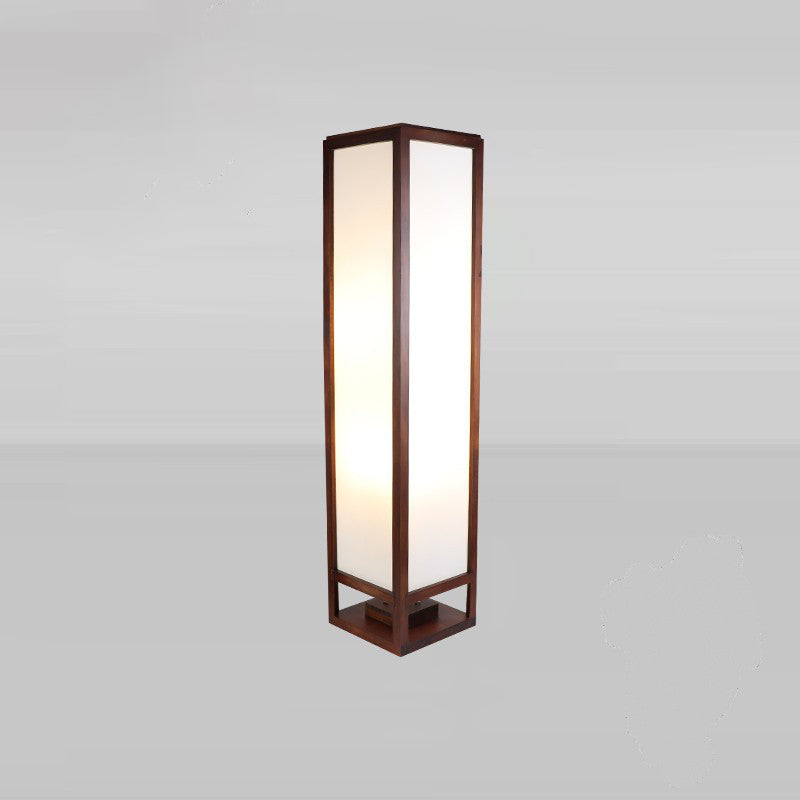 Traditional Chinese Rectangular Parchment Wood 1-Light Standing Floor Lamp For Entertainment Rooms Lumendat