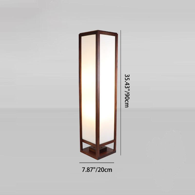 Traditional Chinese Rectangular Parchment Wood 1-Light Standing Floor Lamp For Entertainment Rooms Lumendat