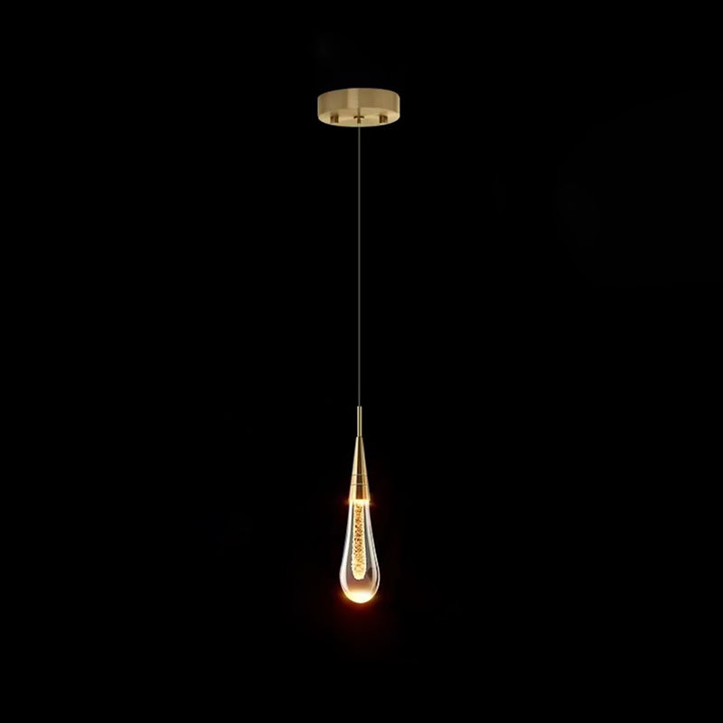 Contemporary Scandinavian Water Drops Iron Aluminum Crystal LED Chandelier for Bedroom