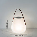 Modern Minimalist Solar Waterproof Leather PE Cylinder Striped Lantern Portable LED Landscape Lighting Outdoor Light For Outdoor Patio Lumendat