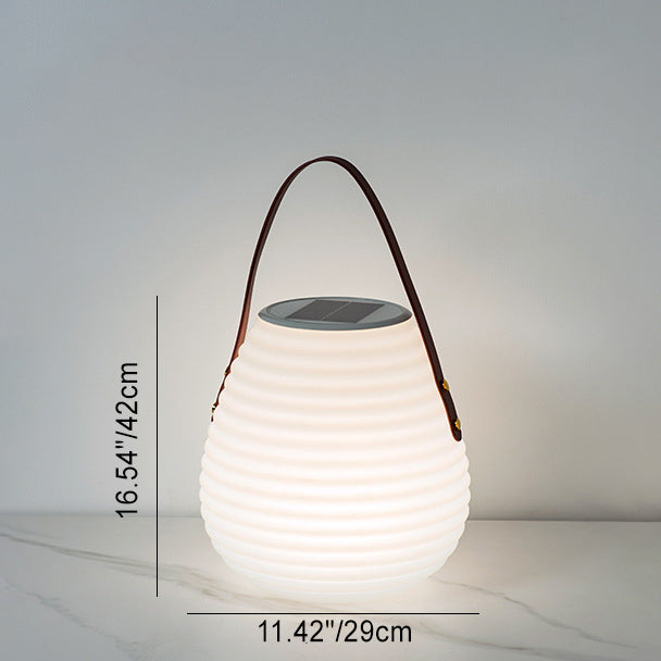 Modern Minimalist Solar Waterproof Leather PE Cylinder Striped Lantern Portable LED Landscape Lighting Outdoor Light For Outdoor Patio Lumendat