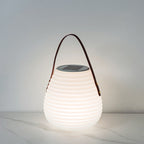 Modern Minimalist Solar Waterproof Leather PE Cylinder Striped Lantern Portable LED Landscape Lighting Outdoor Light For Outdoor Patio Lumendat