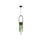Modern Art Deco Iron Glass Elliptical Simulated Greenery 1-light Pendant Light for Dining Room