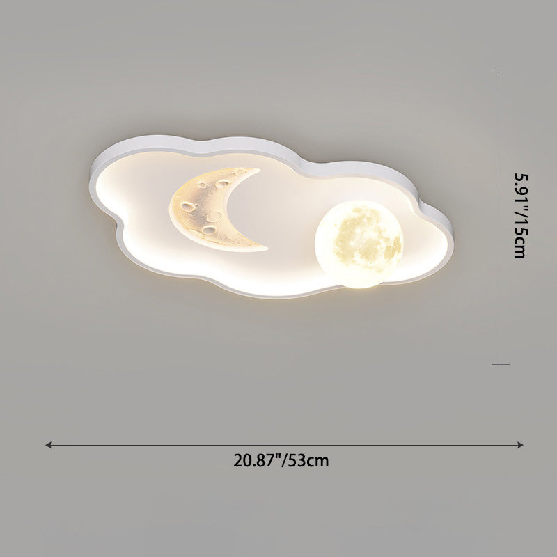 Lumendat Contemporary Creative Resin Moon Astronaut Acrylic Cloud Shape LED Kids Flush Mount Ceiling Light For Living Room Lumendat
