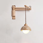 Japanese Modern Wood Retractable Folding 1-Light Wall Sconce Lamp Lumendat