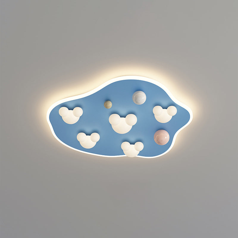 Lumendat Contemporary Creative Kids Iron Acrylic Round Irregular Shape Mouse Cloud LED Flush Mount Ceiling Light For Bedroom Lumendat
