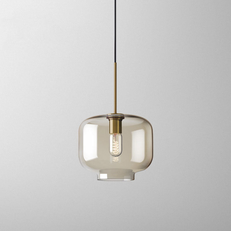 Contemporary Nordic Iron Glass Round Geometric Jar 1-Light Pendant Light For Living Room & Bedroom Lumendat