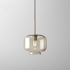 Contemporary Nordic Iron Glass Round Geometric Jar 1-Light Pendant Light For Living Room & Bedroom Lumendat