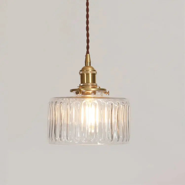 Japanese Vintage Brass Glass Round Jar 1-light Pendant Light Lumendat