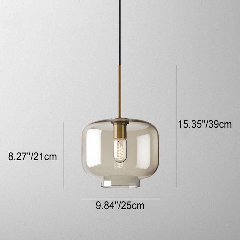Contemporary Nordic Iron Glass Round Geometric Jar 1-Light Pendant Light For Living Room & Bedroom Lumendat
