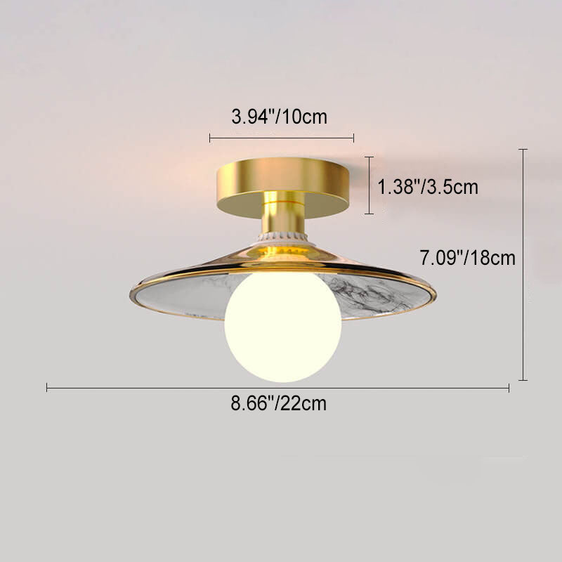 Modern Light Luxury Glass Flower Design Iron 1-light Semi-flush Mount Ceiling Light