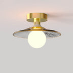 Modern Light Luxury Glass Flower Design Iron 1-light Semi-flush Mount Ceiling Light