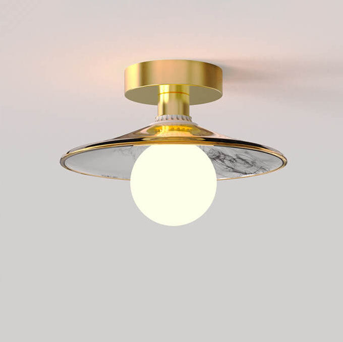 Modern Light Luxury Glass Flower Design Iron 1-light Semi-flush Mount Ceiling Light
