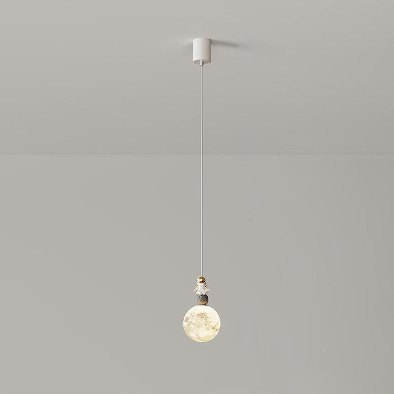 Modern Minimalist Astronaut Moon Iron Resin LED Pendant Light for Bedroom BulbSquare