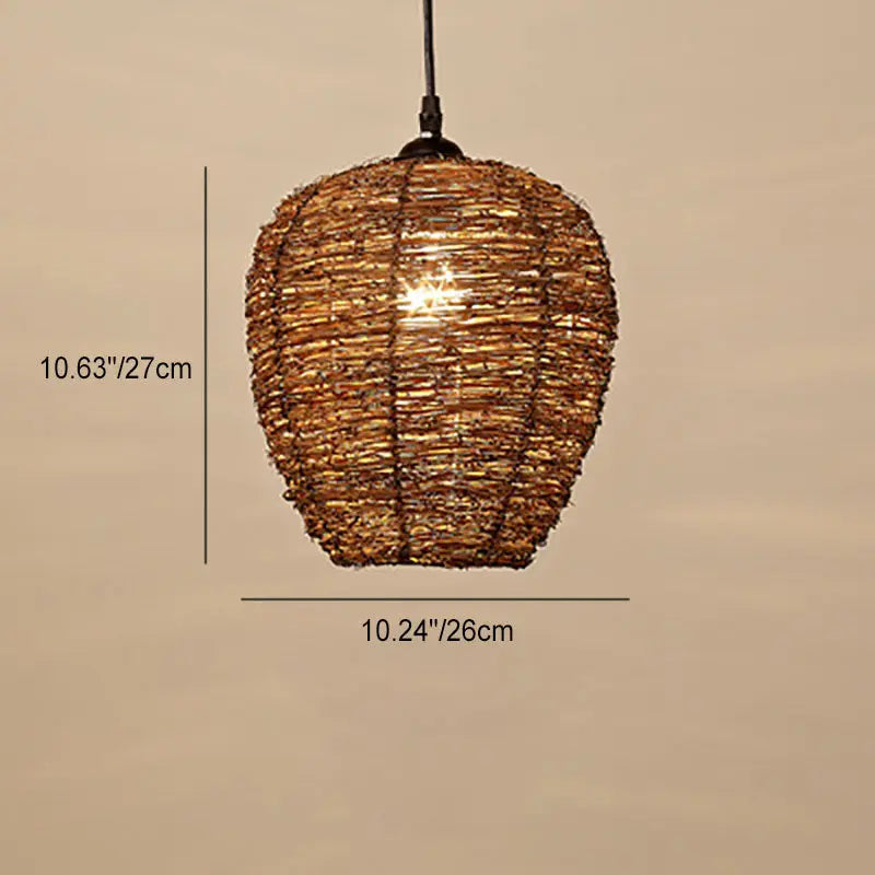 Retro Rattan Weaving Dome 1-light Pendant Light Lumendat
