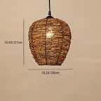 Retro Rattan Weaving Dome 1-light Pendant Light Lumendat