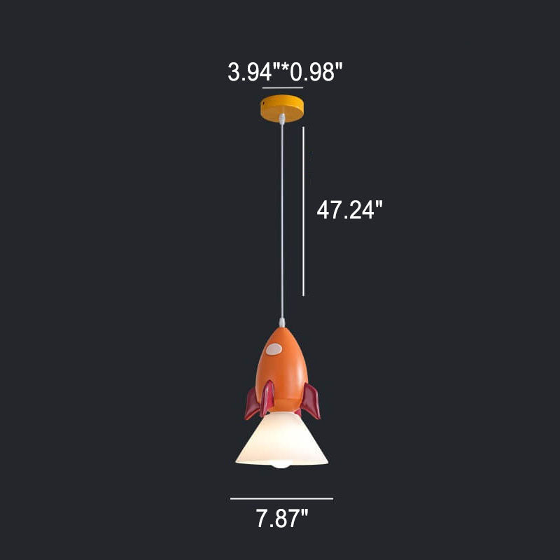 Lumendat Nordic Cartoon Resin Rocket Snowman 1-Light Kids Pendant Light Lumendat
