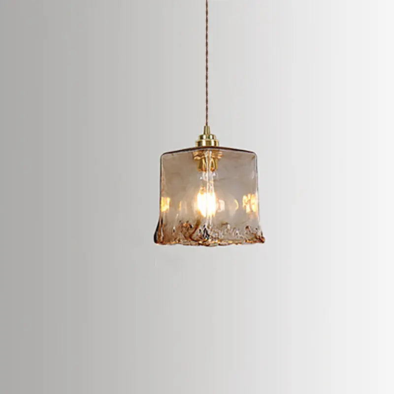 Vintage Amber Glass 1-light Pendant Light BulbSquare