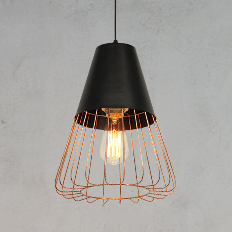 Nordic Creative Iron Cage Geometry 1-light Pendant Light BulbSquare