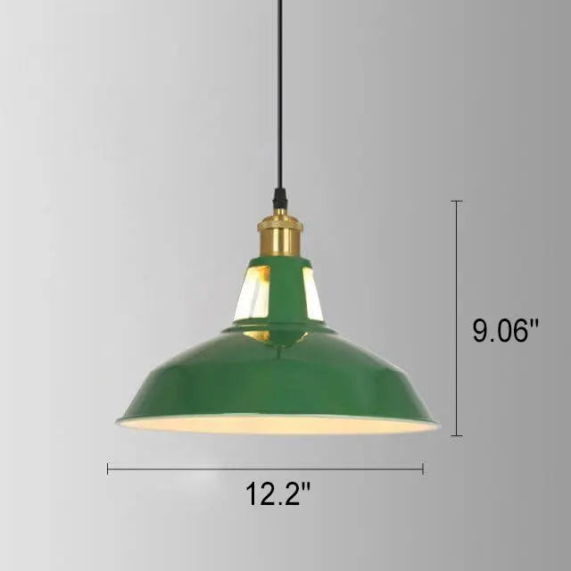 Industrial Vintage Green Iron Dome Cone 1-light Pendant Light Lumendat