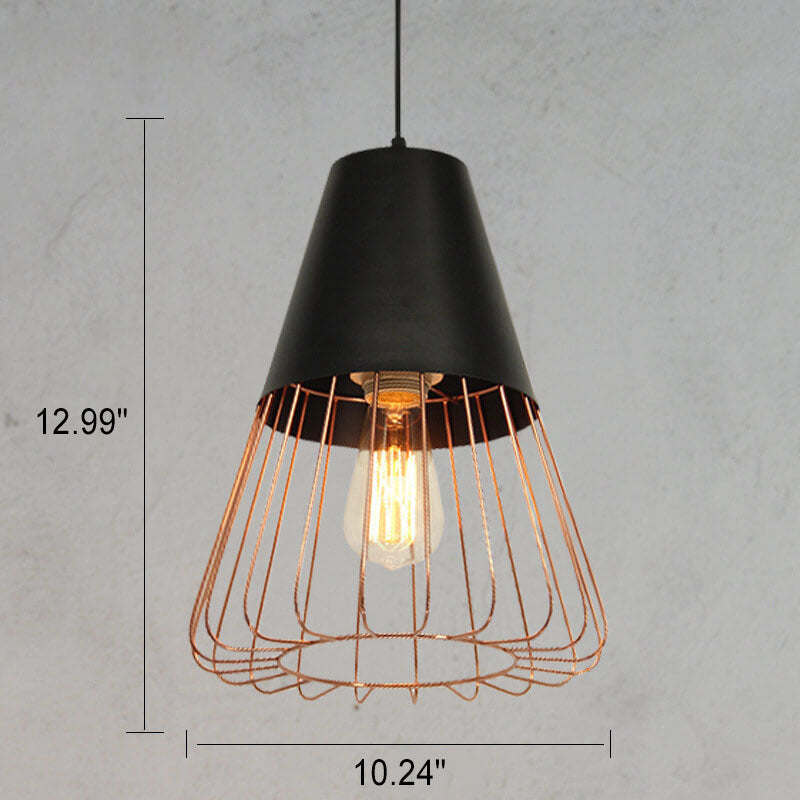 Nordic Creative Iron Cage Geometry 1-light Pendant Light BulbSquare