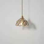 Traditional Japanese Cone Geometric Glass Copper 1-Light Pendant Light Lumendat
