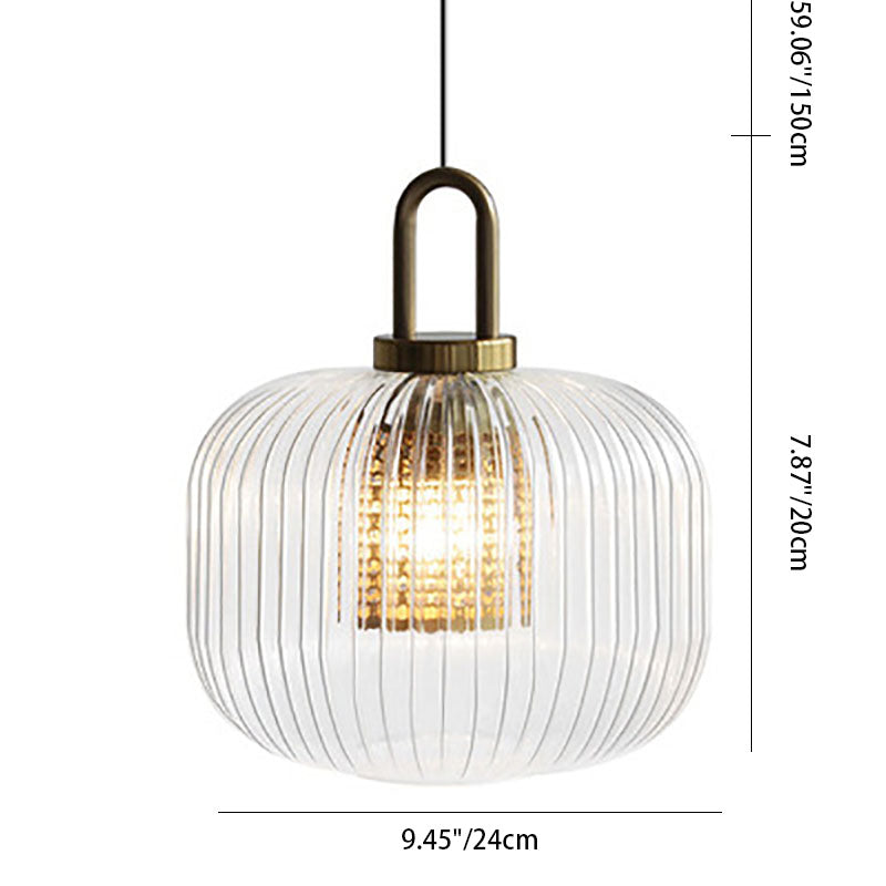 Modern Luxury Lantern Iron Glass 1-light Pendant Light for Living Room