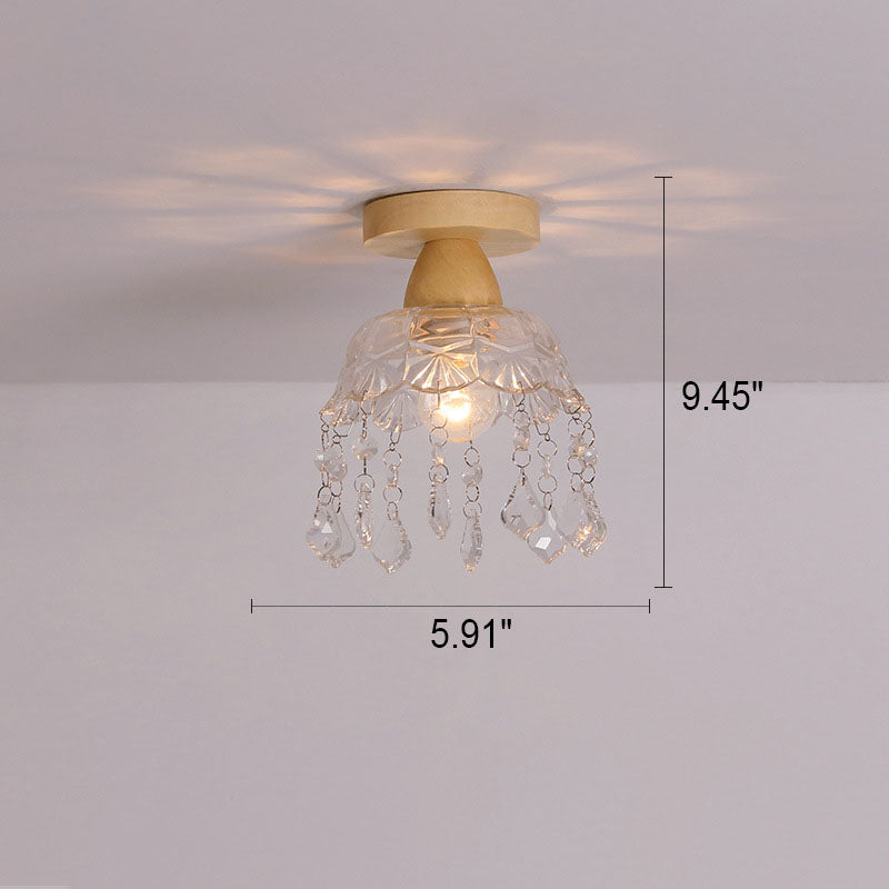 Japanese Minimalist Log Glass 1-light Semi-flush Mount Light