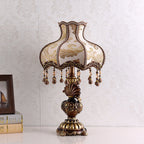 European Vintage Fabric Tassel Resin Court 1-Light Table Lamp Lumendat